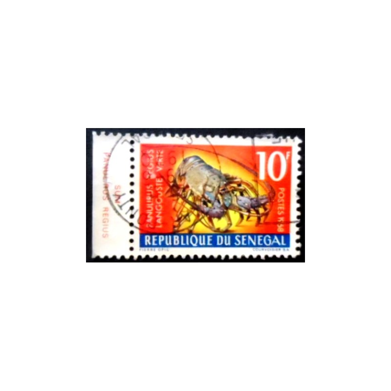 Selo postal do Senegal de 1968 Royal Spiny Lobster U anunciado
