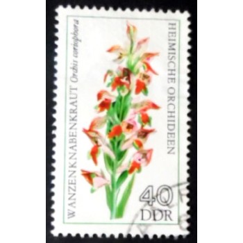 Selo postal da Alemanha Oriental de 1976 Bug Orchid anunciado