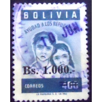 Selo postal da Bolívia de 1962 Refugee children 1000