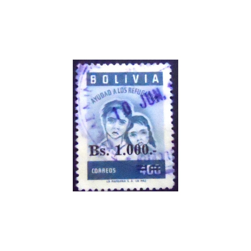 Selo postal da Bolívia de 1962 Refugee children 1000