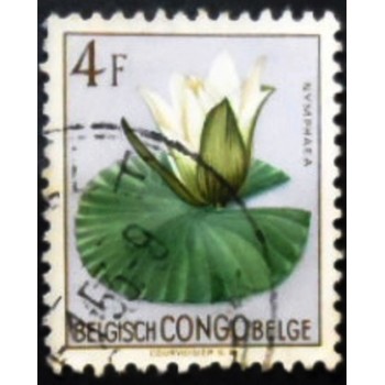 Selo postal do Congo Belga de 1952 Nymphaea maculata anunciado