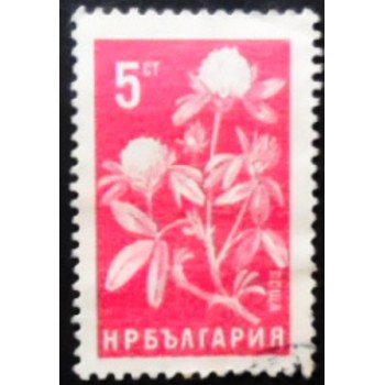 Selo postal da Bulgária de 1965 Clover 5 anunciado
