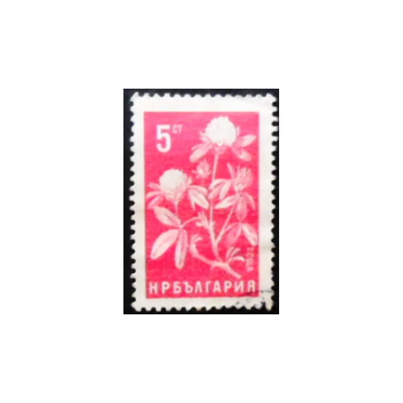 Selo postal da Bulgária de 1965 Clover 5 anunciado