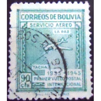 Imagem do selo postal da Bolívia de 1945 Map of National Airways 90
