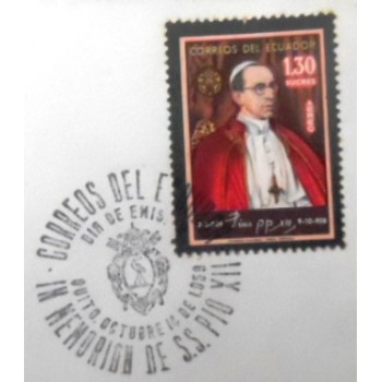 FDC do Equador de 1959 In Memorian Pope Pius XII detalhe 2 detalhe