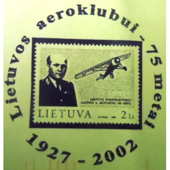 Envelope Circulado da Lituânia de 2002 Lietuvos Aeroklubui 75 detalhe