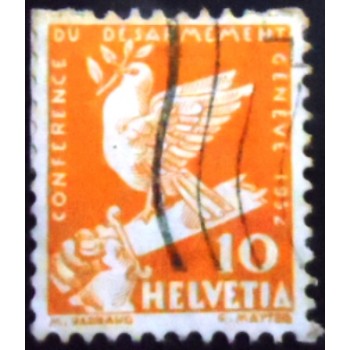 Selo postal da Suiça de 1932 Peace Dove on a Broken Sword 10