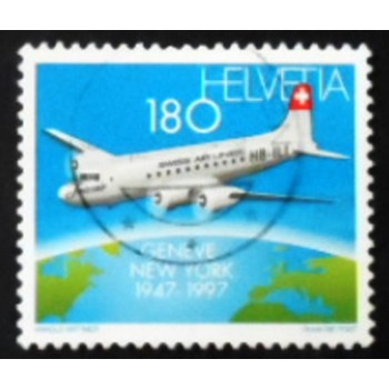 Selo postal da Suíça de 1997 Douglas DC-4