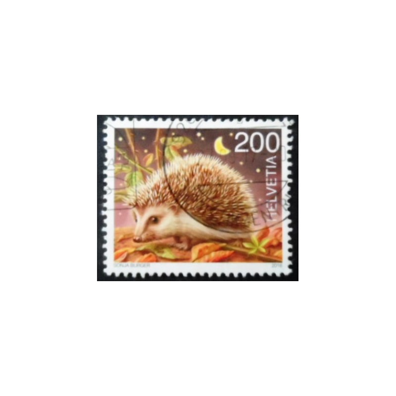 Selo postal da Suíça de 2016 West European Hedgehog