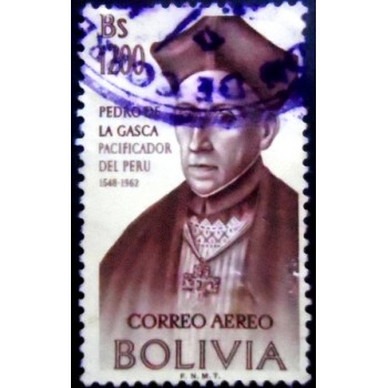 Selo postal da Bolívia de 1962 Pedro de la Gasca