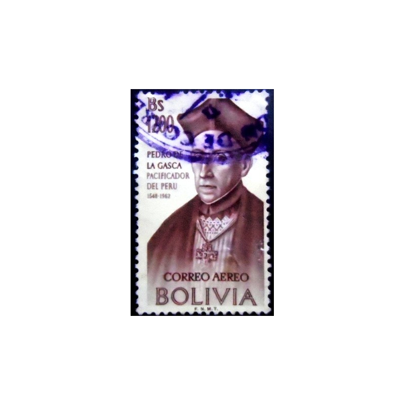 Selo postal da Bolívia de 1962 Pedro de la Gasca