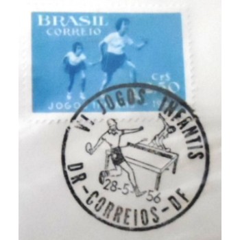 Envelope Comemorativo do Brasil de 1956 Jogos Infantis - Tênis de Mesa - ilustração - selo