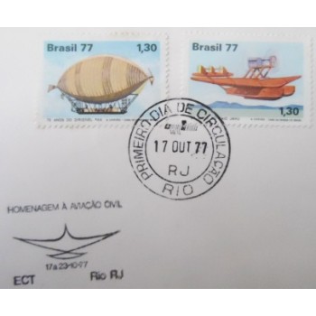 FDC Oficial nº 135 de 1977 Homenagem Aviação Civil - detalhe