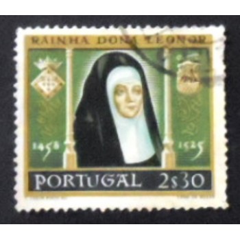 Selo postal de Portugal de 1958 Queen Leonora 2$30 U