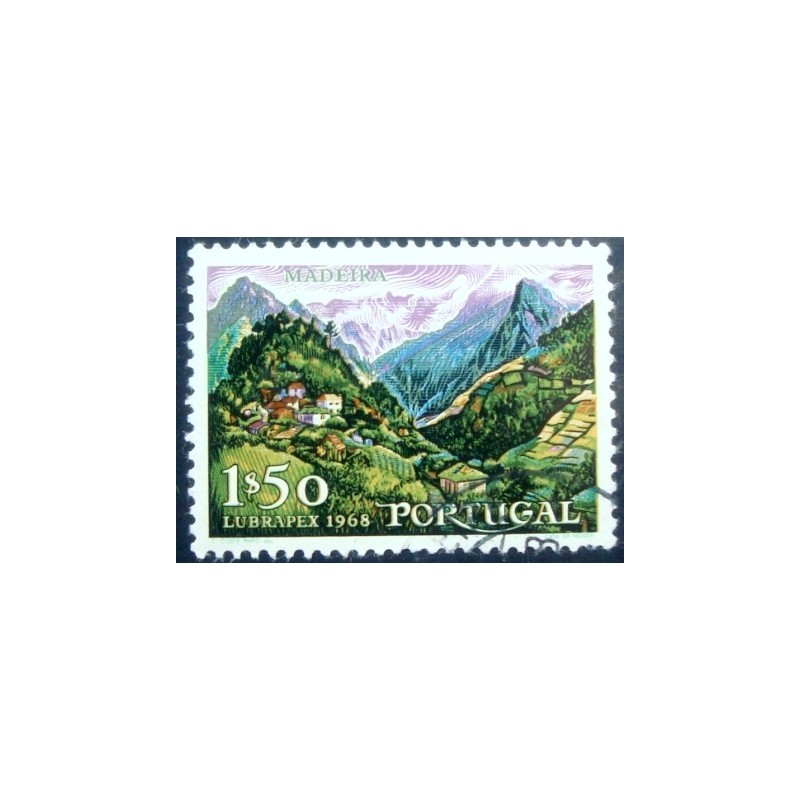 Selo postal de Portugal de 1968 Mountainous landscape on Madeira