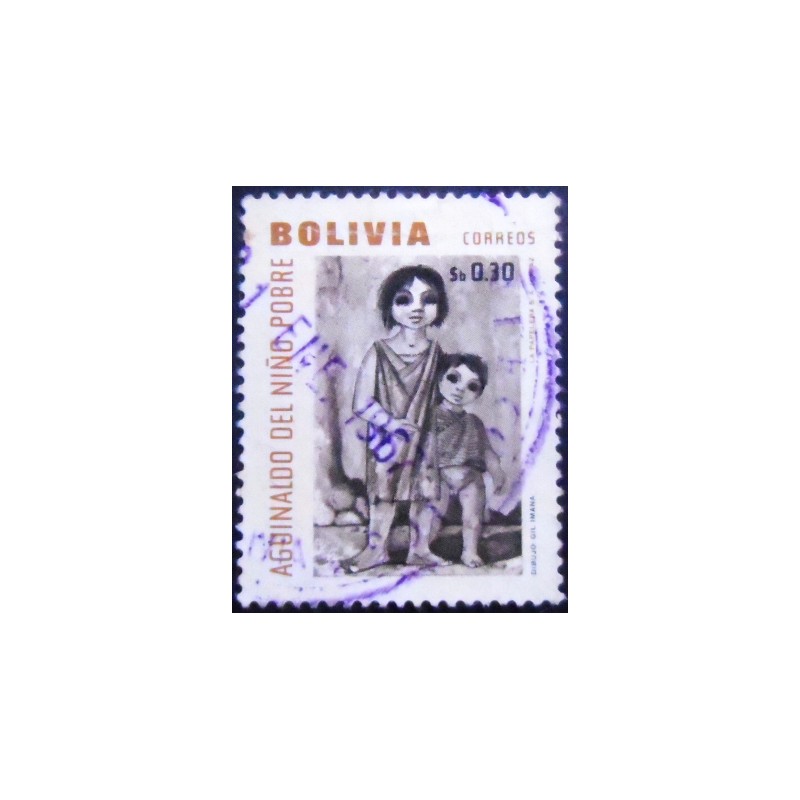 Selo postal da Bolívia de 1966 Needy children
