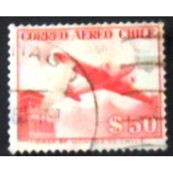 Selo postal do Chile de 1956 Douglas DC-2 50