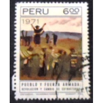 Selo postal do Peru de 1971 Huanca Highlanders by Jose Sabogal