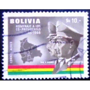 Selo postal da Bolívia de 1966 Generals Ovando and Barrientos 10