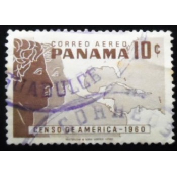Selo postal do Panamá de 1960 Two heads map of Central America