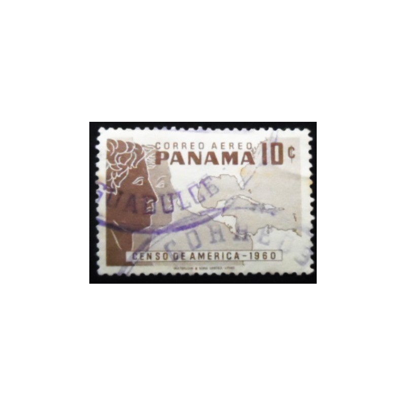 Selo postal do Panamá de 1960 Two heads map of Central America