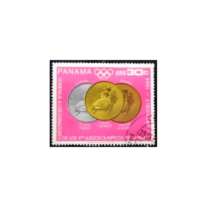 Selo postal do Panamá de 1968 Bobsleigh