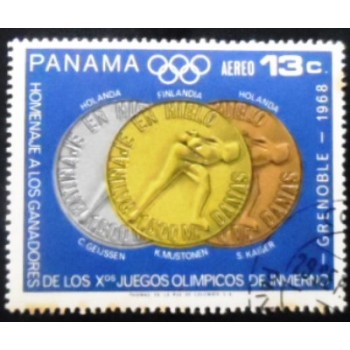 Selo postal do Panamá de 1968 Speed ​​Skating 1500m NCC