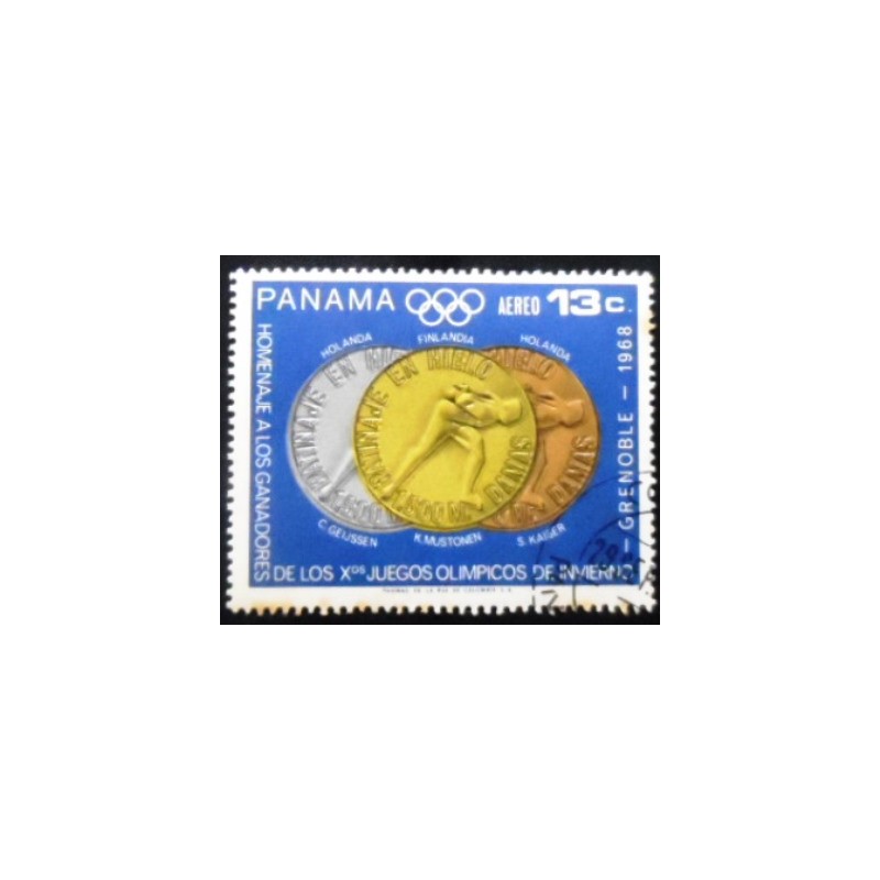 Selo postal do Panamá de 1968 Speed ​​Skating 1500m NCC