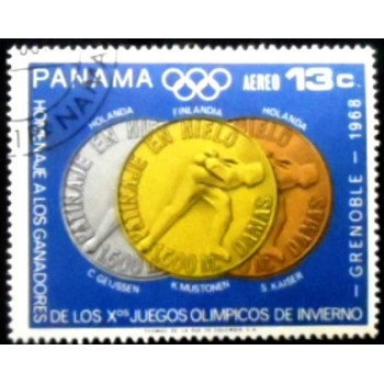 Selo postal do Panamá de 1968 Speed ​​Skating 1500m MCC