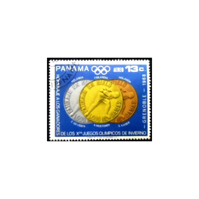 Selo postal do Panamá de 1968 Speed ​​Skating 1500m MCC