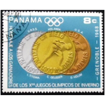 Selo postal do Panamá de 1968 Speed ​​Skating 1000 NCC