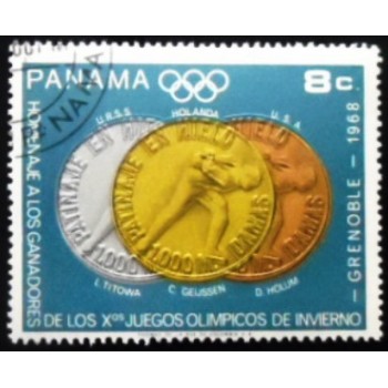 Selo postal do Panamá de 1968 Speed ​​Skating 1000 MCC
