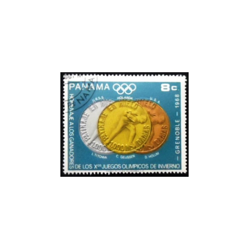 Selo postal do Panamá de 1968 Speed ​​Skating 1000 MCC