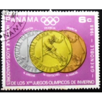 Selo postal do Panamá de 1968 Woman's slalom NCC