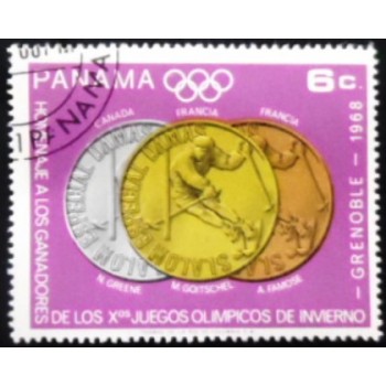 Selo postal do Panamá de 1968 Woman's slalom MCC