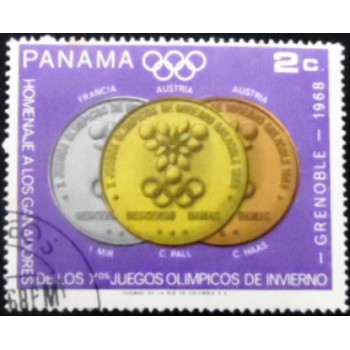 Selo postal do Panamá de 1968 Woman's downhill MCC