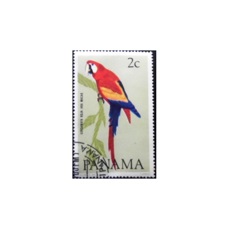 Selo postal do Panamá de 1965 Scarlet Macaw MCC