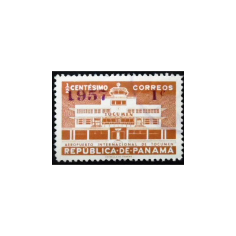 Selo postal do Panamá de 1957 Tocumen Airport Surcharged