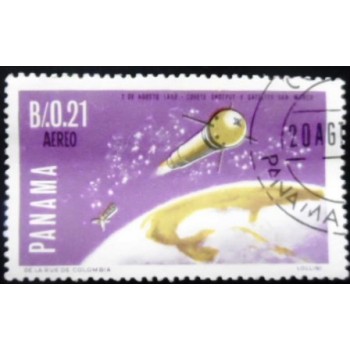 Selo postal do Panamá de 1966 San Marco boosted into Orbit