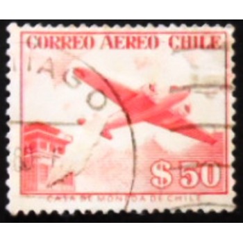 Selo postal do Chile de 1956 Douglas DC-2 50 X