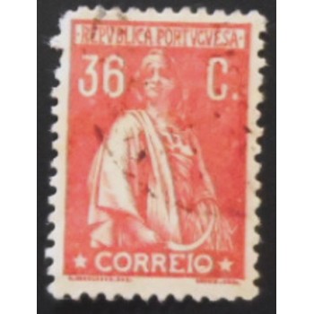 Imagem similar à do selo postal de Portugal de 1921 Ceres 36 U C