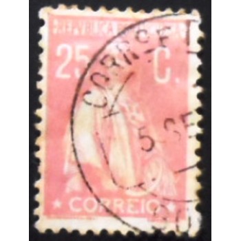 Selo postal de Portugal de 1923 Ceres 25 U