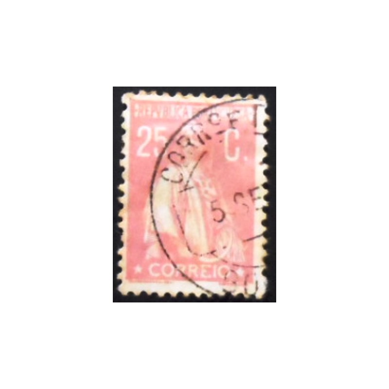 Selo postal de Portugal de 1923 Ceres 25 U