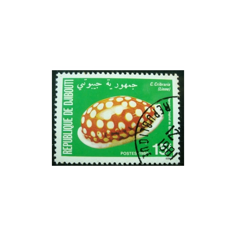 Selo postal de Djibouti de 1980 Sieve/Tan and White Cowry