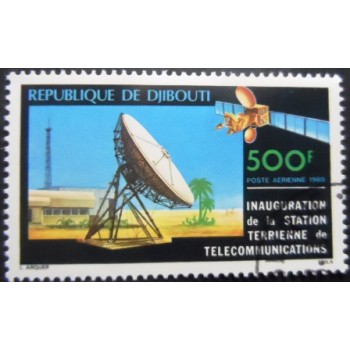Selo postal de Djibouti de 1980 Satellite Earth Sttion