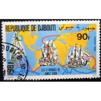 Selo postal de Djibouti de 1980 Ships and Maps