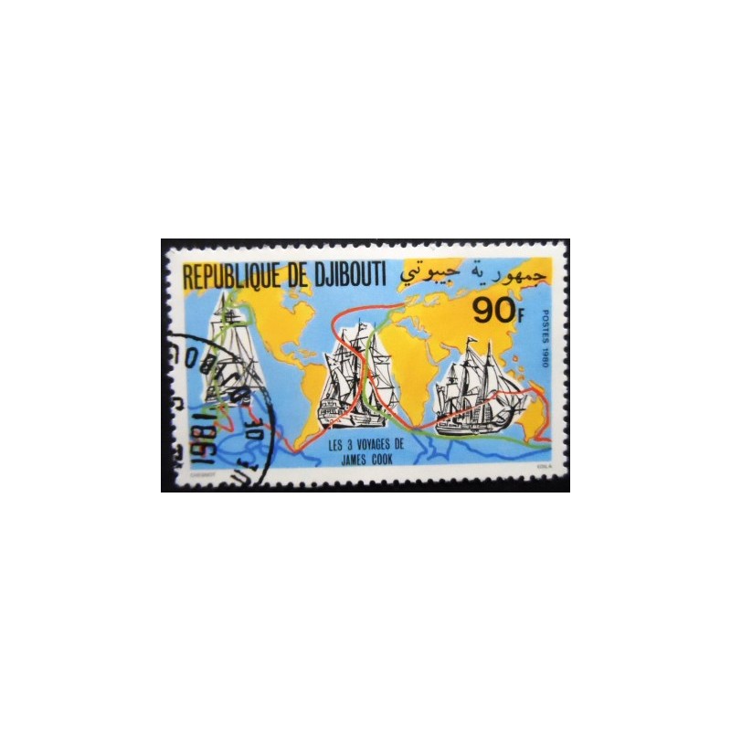 Selo postal de Djibouti de 1980 Ships and Maps