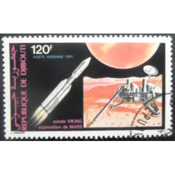 Selo postal de Djibouti de 1981 Take off to Mars