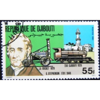 Selo postal de Djibouti de 1981 Rocket and Djibouti