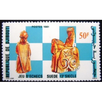 Selo postal de Djibouti de 1981 Pawn and Queen